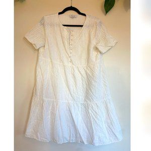 Madewell White Cotton Eyelet Button Front Dress, Size M (6-8)